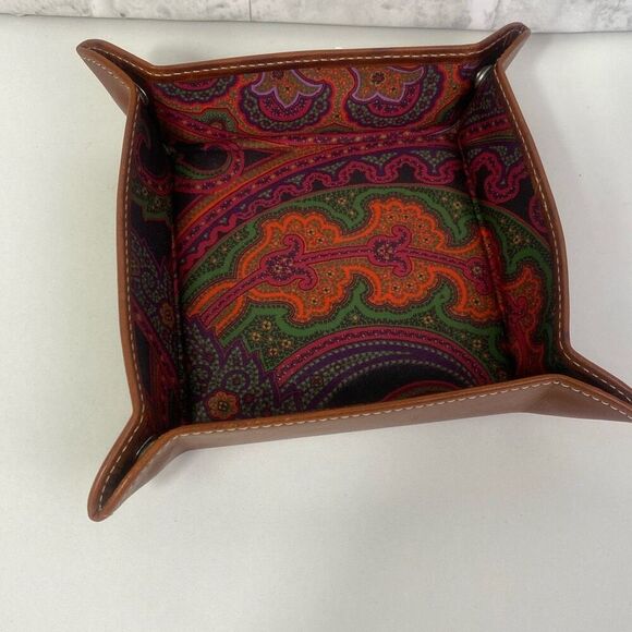 Robert Graham Leather Paisley Valet Tray NWOT - Picture 1 of 7